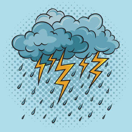 lightning from clouds comic book pop art pop art retro vector illustration. Comic book style...