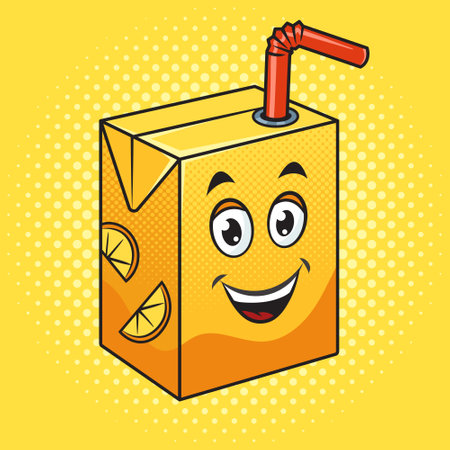 Cartoon fruit juice pop art retro vector illustration. Comic book style imitation.のイラスト素材