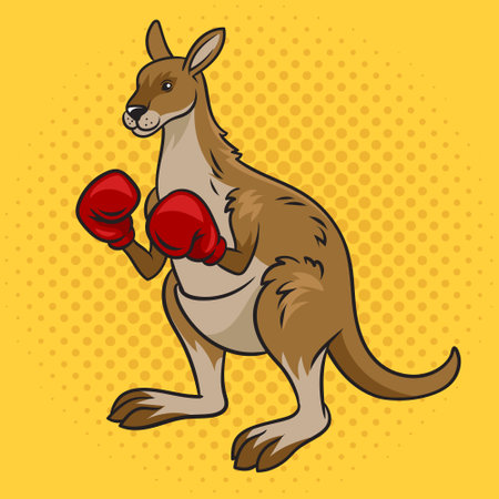 kangaroo boxer pinup pop art retro vector illustration. Comic book style imitation.のイラスト素材
