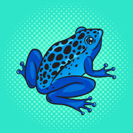 Poison dart frog tropical toxic frog pinup pop art retro vector illustration. Comic book style imitation.のイラスト素材