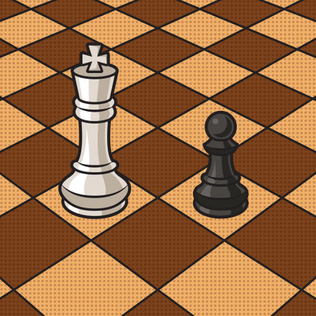 pawn threatens the king pinup pop art retro vector illustration. Comic book style imitation.のイラスト素材