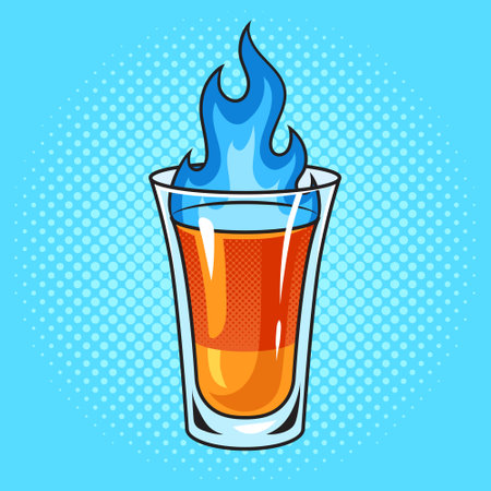 burning cocktail drink shot pinup pop art retro vector illustration. Comic book style imitation.のイラスト素材