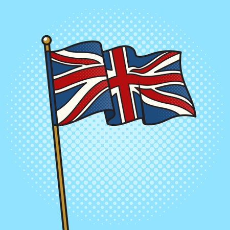 Flag of the Great Britain pinup pop art retro vector illustration. Comic book style imitation.のイラスト素材