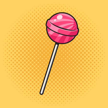 lollipop sugar candy on stick pinup pop art retro vector illustration. Comic book style imitation.のイラスト素材