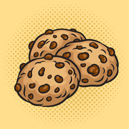 chocolate chip cookies pinup pop art retro vector illustration. Comic book style imitation.のイラスト素材