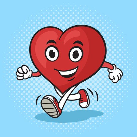 Cartoon character running heart pinup pop art retro raster illustration. Comic book style imitation.の写真素材