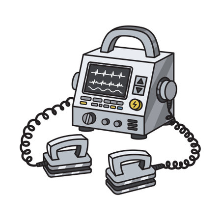 defibrillator device tool schematic vector illustration. Medical science educational illustrationのイラスト素材