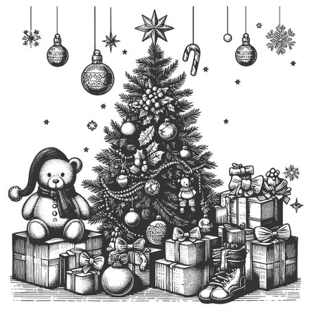 Christmas Tree with Gifts vector illustrationのイラスト素材