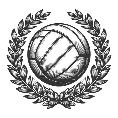 Volleyball Laurel Wreath raster illustrationの写真素材