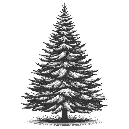 Christmas Tree with Snowflakes engraving vectorのイラスト素材