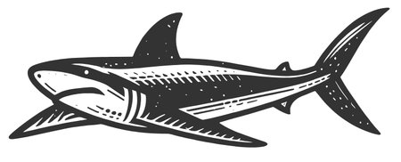 shark tattoo sketch engraving generative ai fictional character vector illustration. Scratch board imitation. Black and white image. T-shirt designの素材