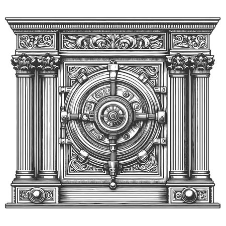 Intricate Vintage Safe vector illustrationのイラスト素材