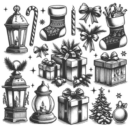 Christmas Decorations Gifts vector illustrationのイラスト素材
