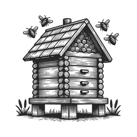 Beehive Illustration engraving rasterの写真素材