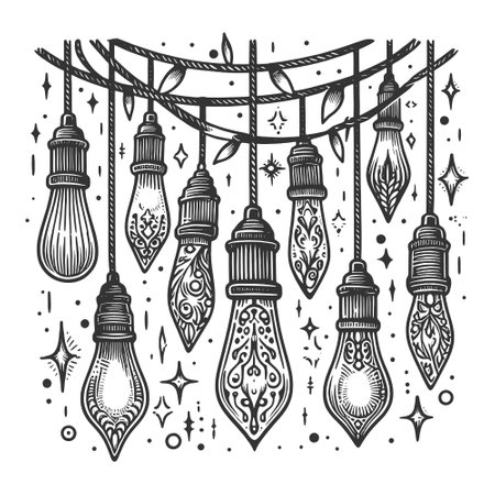 Christmas Ornate Hanging String Lights vectorのイラスト素材