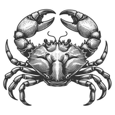 Crab engraving sketch vector illustrationのイラスト素材