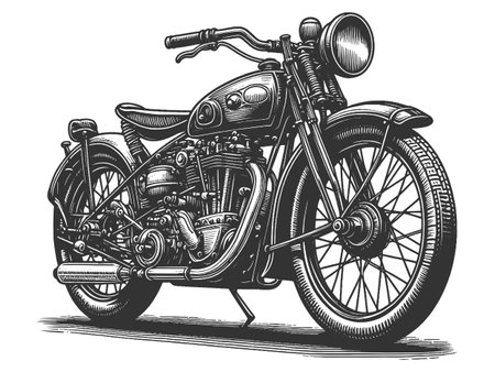 Motorcycle engraving sketch vector illustrationのイラスト素材