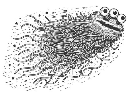 Flying spaghetti monster sketch vectorのイラスト素材