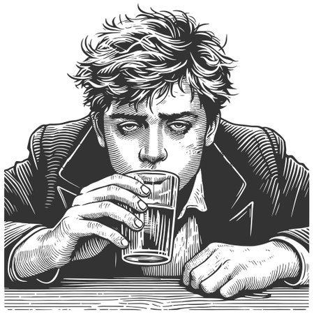 Alcoholic Man Holding Beer Mug vector illustrationのイラスト素材