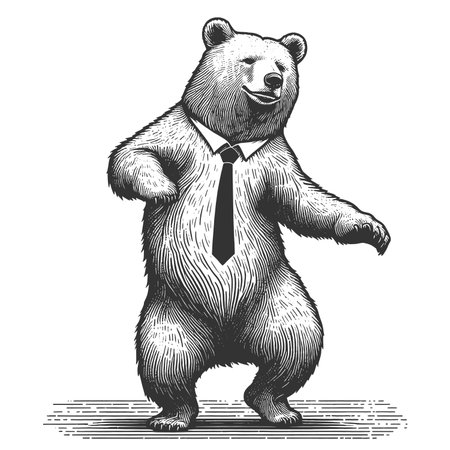 Dancing Bear Pointing Direction engraving rasterの写真素材