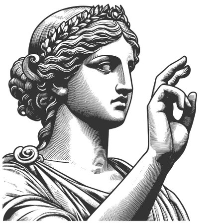 Classical Greek Goddess Bust vector illustrationのイラスト素材