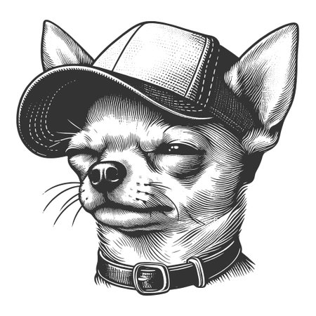 Chihuahua Wearing Baseball Cap vector illustrationのイラスト素材