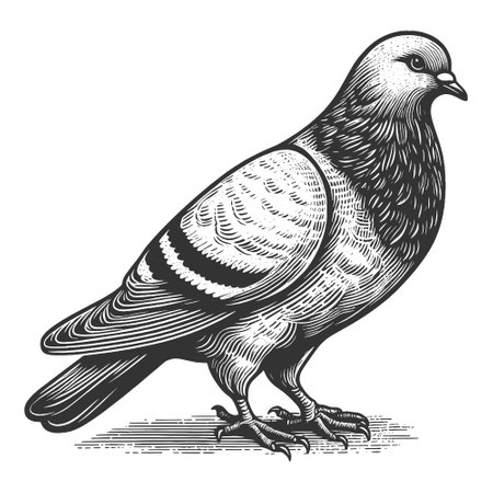 Pigeon dove bird engraving vector illustrationのイラスト素材