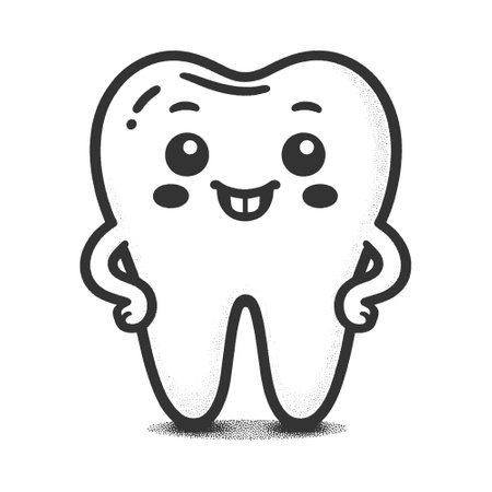 Happy Cartoon Tooth vector illustrationのイラスト素材