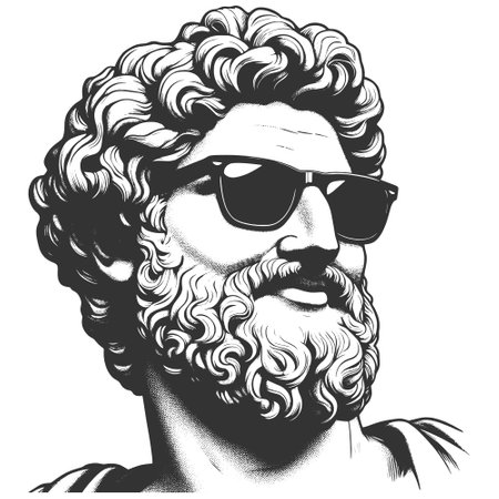 Classical Statue with Sunglasses engraving vectorのイラスト素材