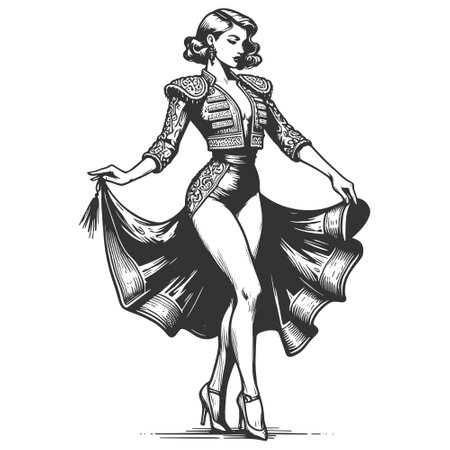 Lady in Traditional Dress vectorのイラスト素材