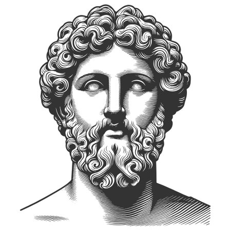 Detailed Classical Male Bust engraving vectorのイラスト素材