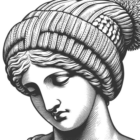 Classical Statue Wearing Knitted Beanie vectorのイラスト素材