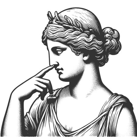 Statue Picking Nose engraving vector illustrationのイラスト素材