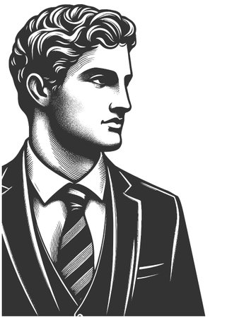 Classical Sculpture Styled Man in Suit vectorのイラスト素材