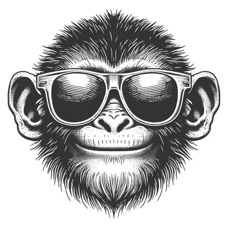 Cool Monkey with Sunglasses engraving rasterの写真素材