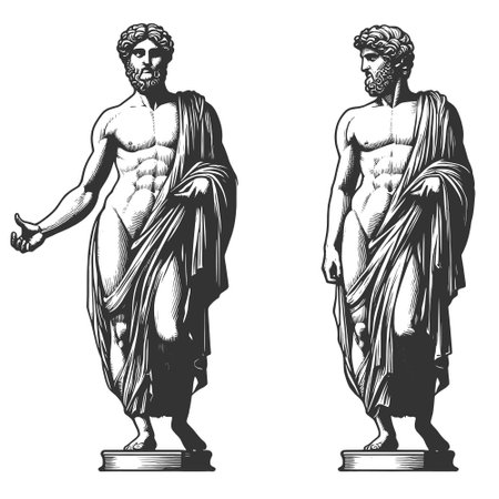 Classical Male Statues in Draped Robes vectorのイラスト素材