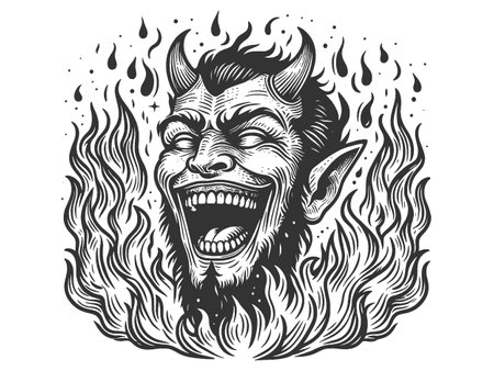 Devilish Figure Laughing vector illustrationのイラスト素材
