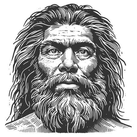 Portrait of a homeless man engraving vectorのイラスト素材