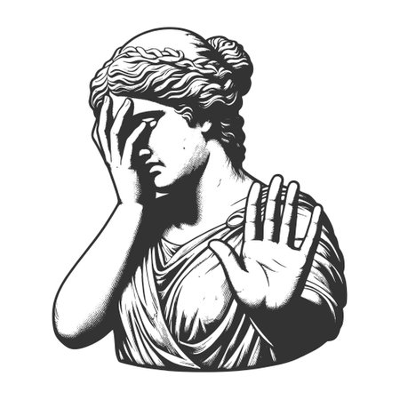 Statue with Facepalm Gesture sketch vectorのイラスト素材