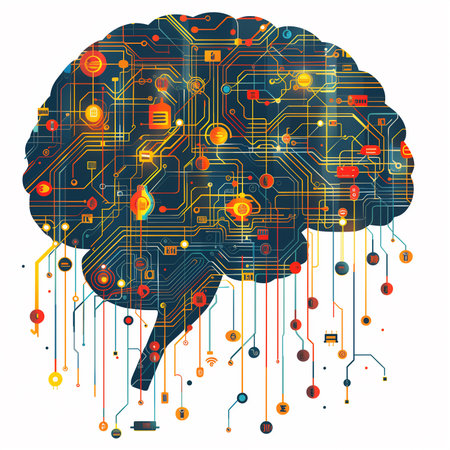 Brain Shaped Circuit Board with Microchips raster