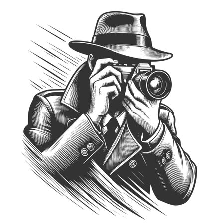 Spy Photographer paparazzi vector illustrationのイラスト素材