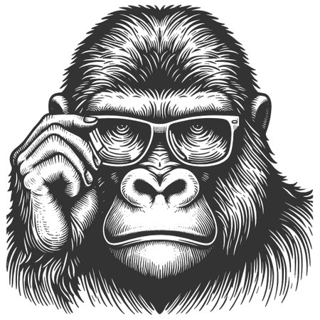 Gorilla Wearing Glasses vector illustrationのイラスト素材