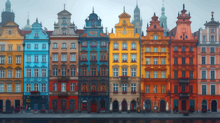 Colorful Historic Buildings European City vector