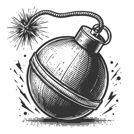 Exploding Bomb engraving vector illustrationのイラスト素材