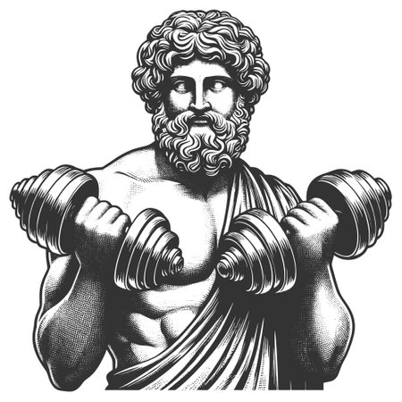 Ancient Greek Statue Lifting Dumbbells vectorのイラスト素材