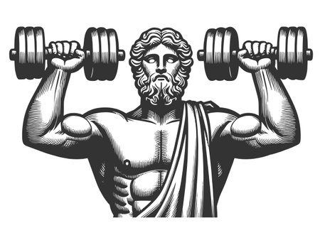 Ancient Greek Statue Lifting Dumbbells vectorのイラスト素材