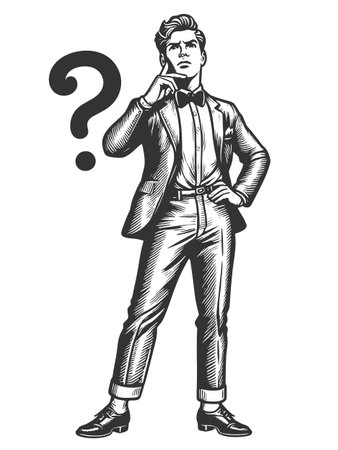 Confused Man with dilemma vector illustrationのイラスト素材