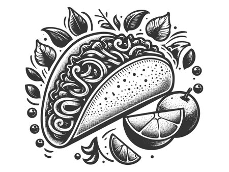 Taco with Lime Slices vector illustrationのイラスト素材