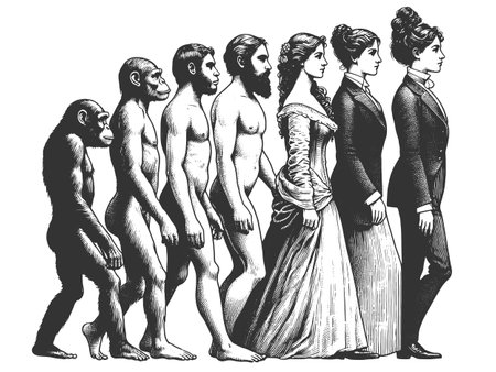 Evolution of Woman From Primate to Professionalのイラスト素材