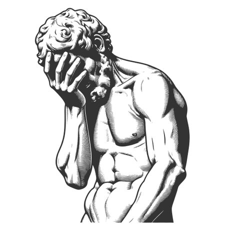 Facepalm Statue engraving vector illustrationのイラスト素材